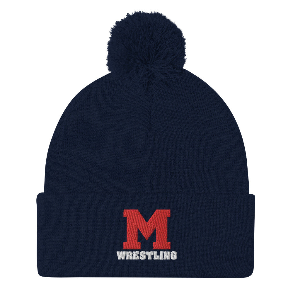 M Wrestling Pom-Pom Beanie