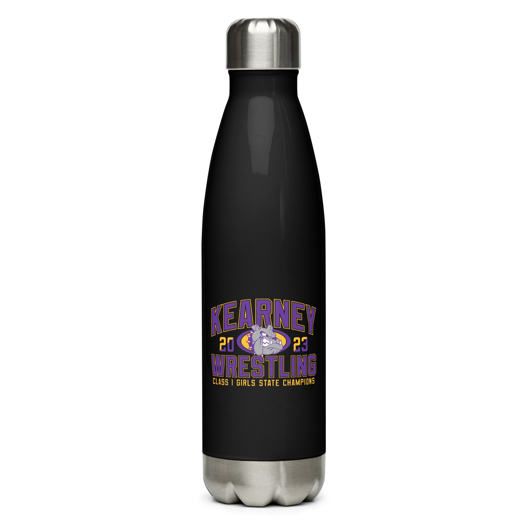 Kearney Wrestling Girls State Champs Black  Stainless Steel Water Bottle