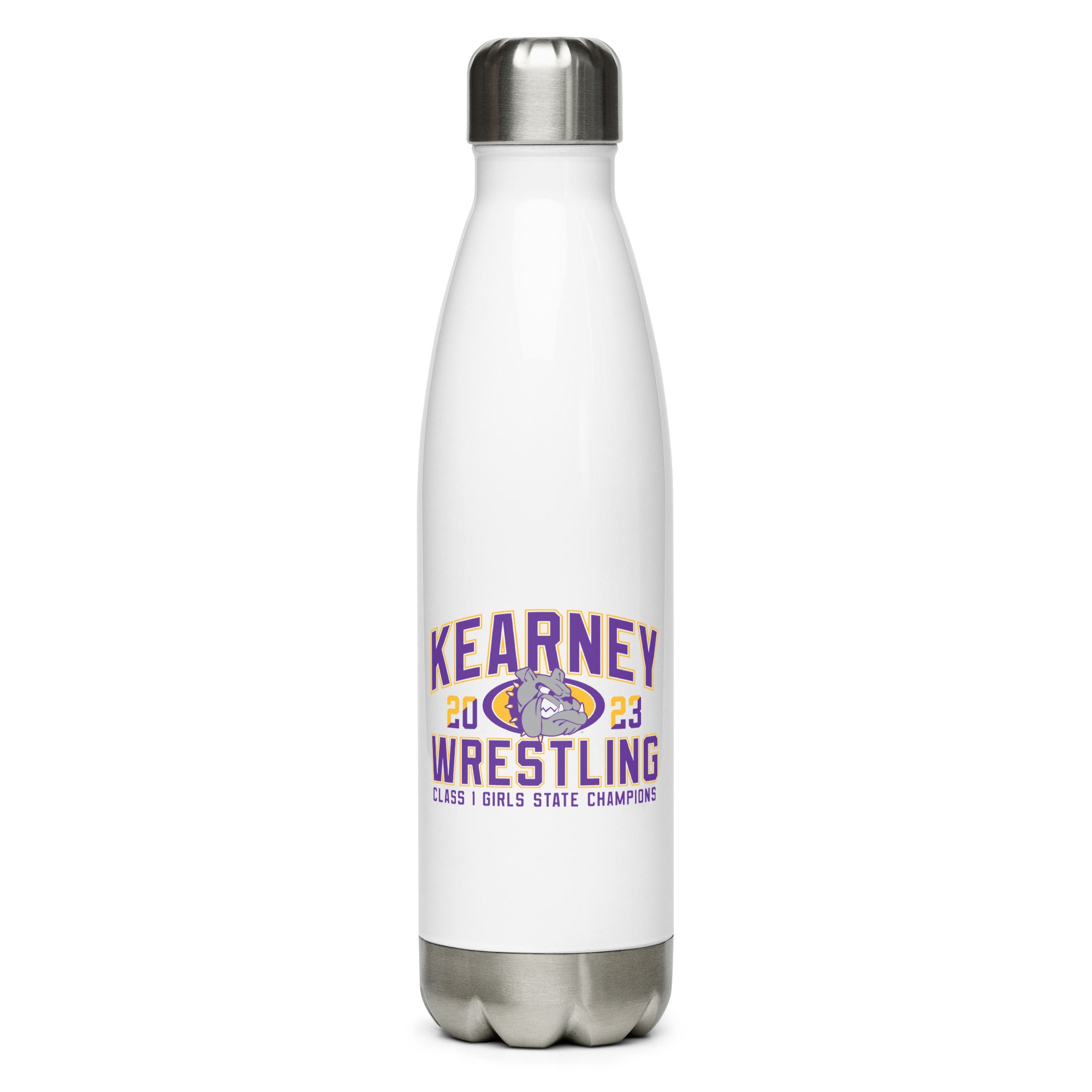 Kearney Wrestling Girls State Champs White Stainless Steel Water Bottle