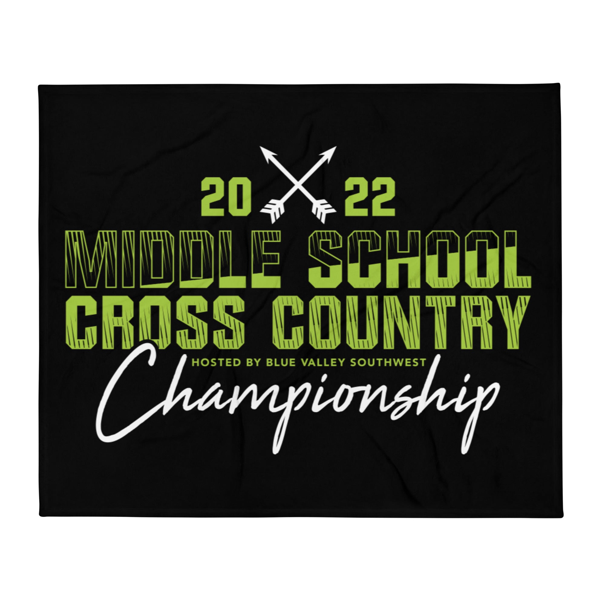 '22 Middle School XC Championship Neon Green Throw Blanket