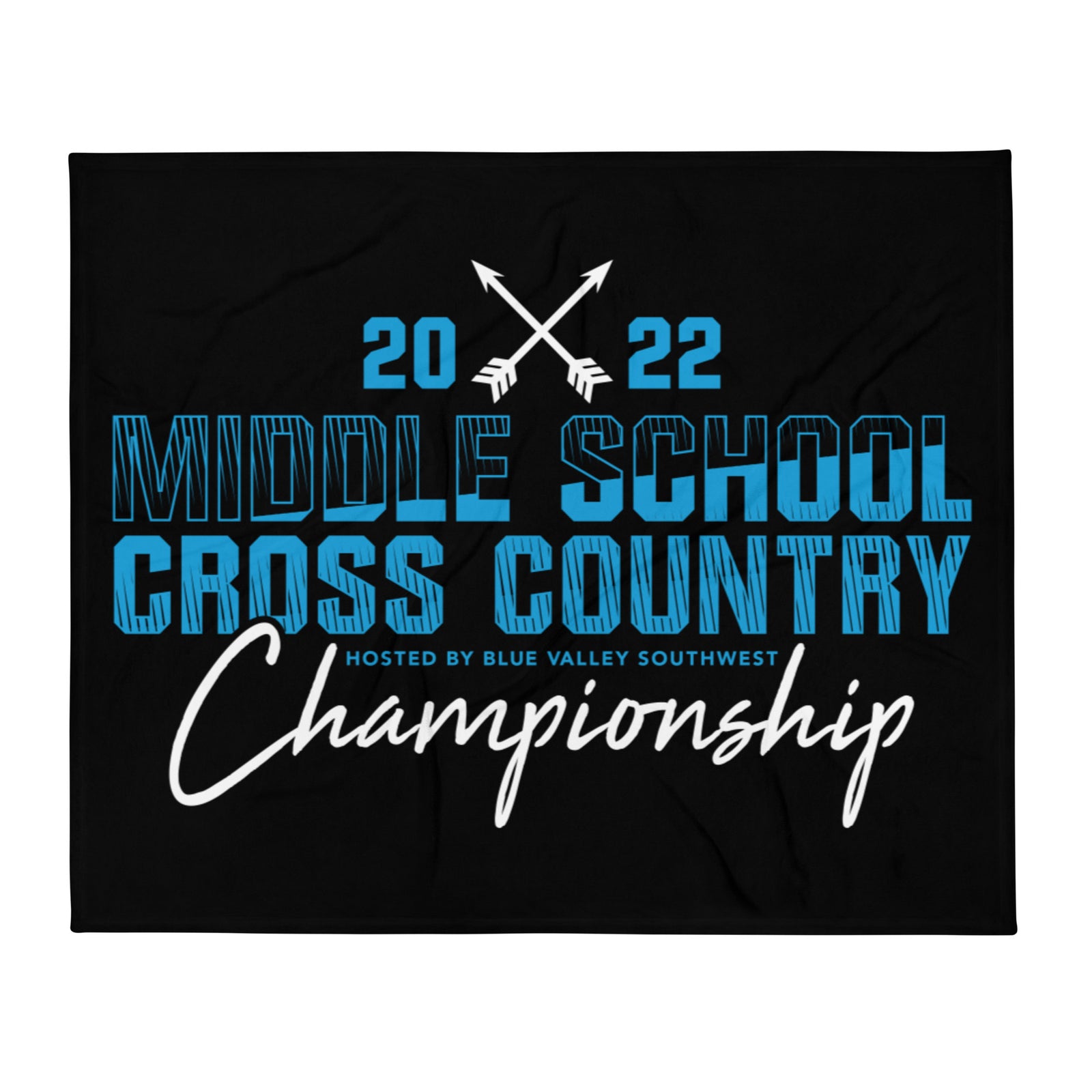 '22 Middle School XC Championship Neon Blue Throw Blanket