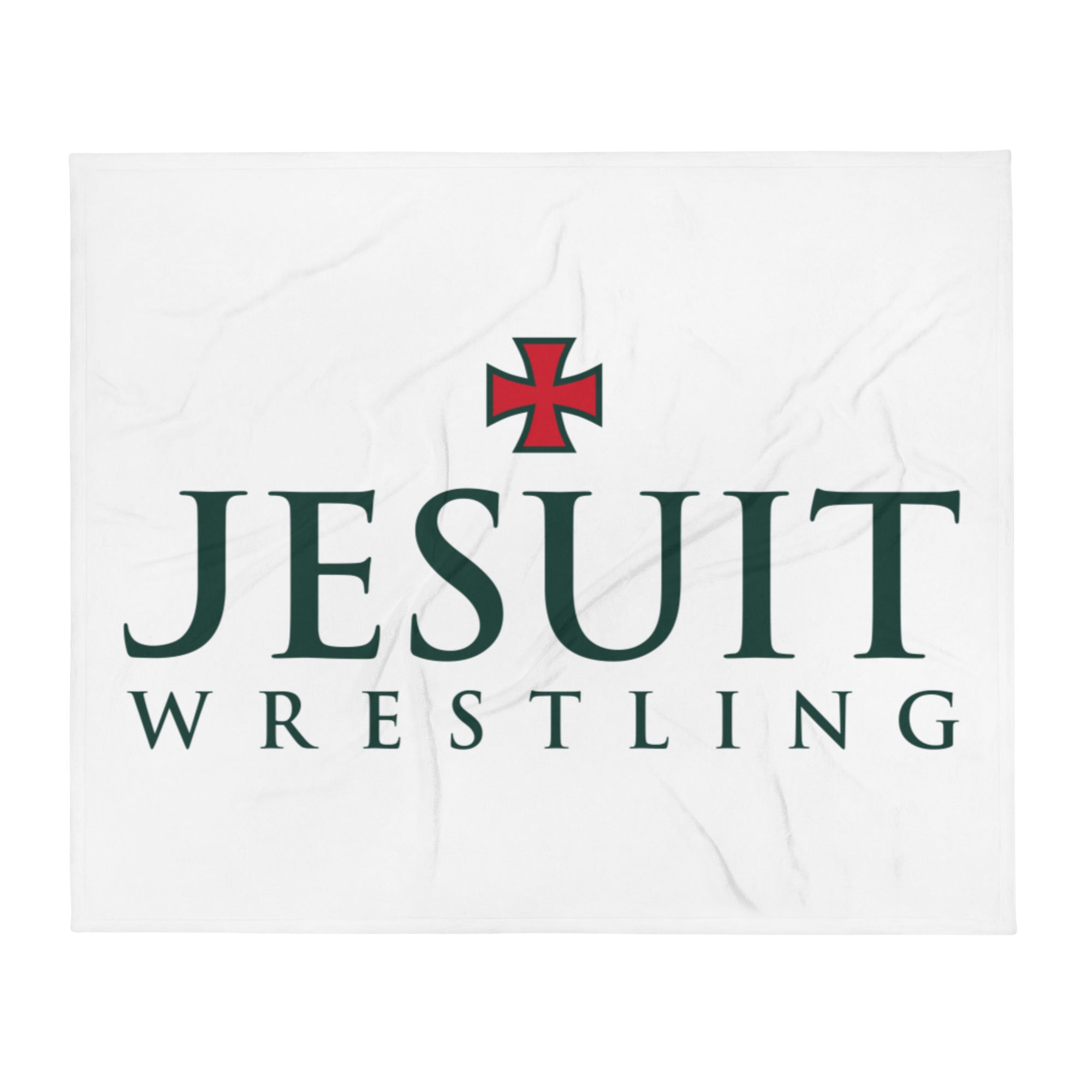 Strake Jesuit Wrestling White Throw Blanket