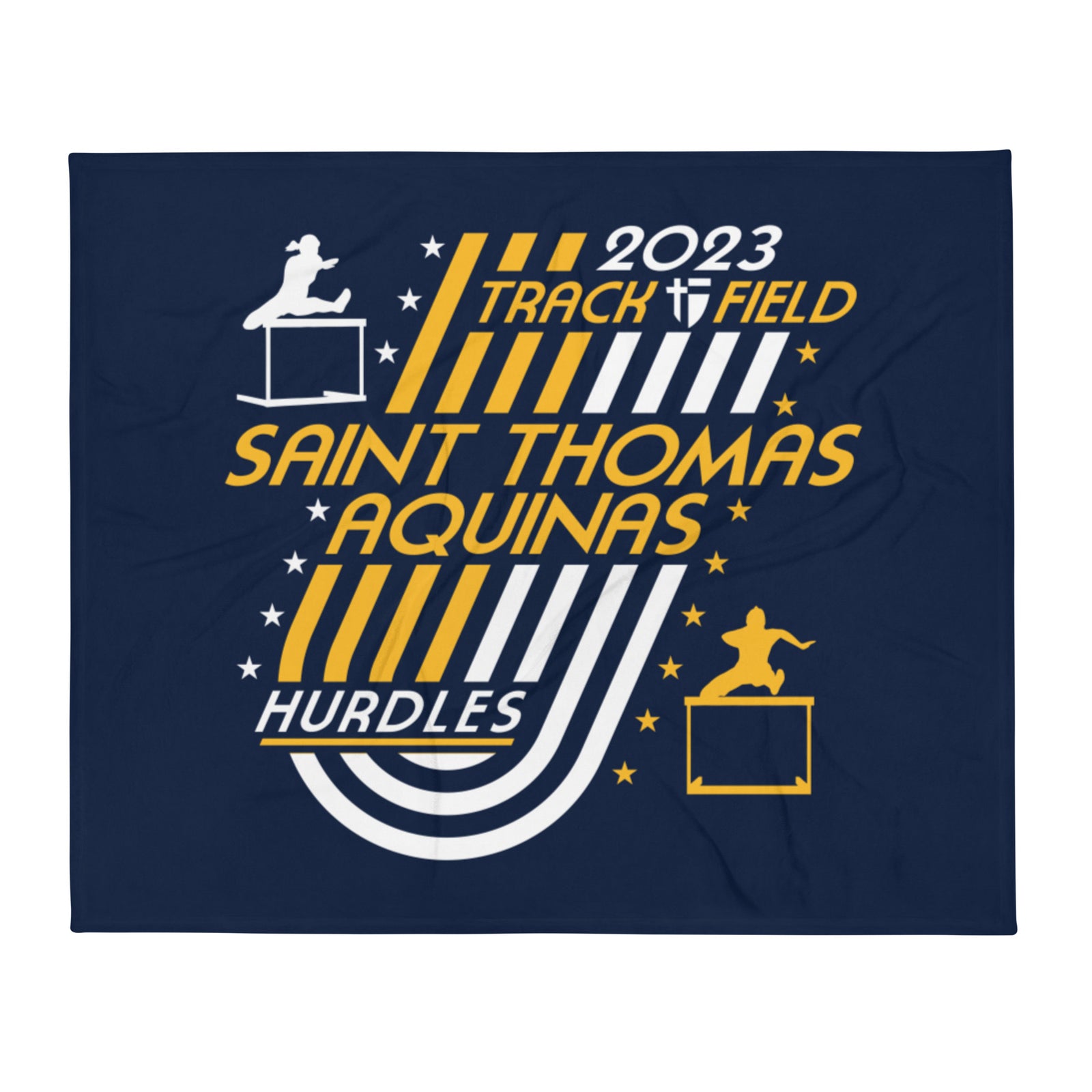 Saint Thomas Aquinas Track & Field Hurdles Throw Blanket 50 x 60