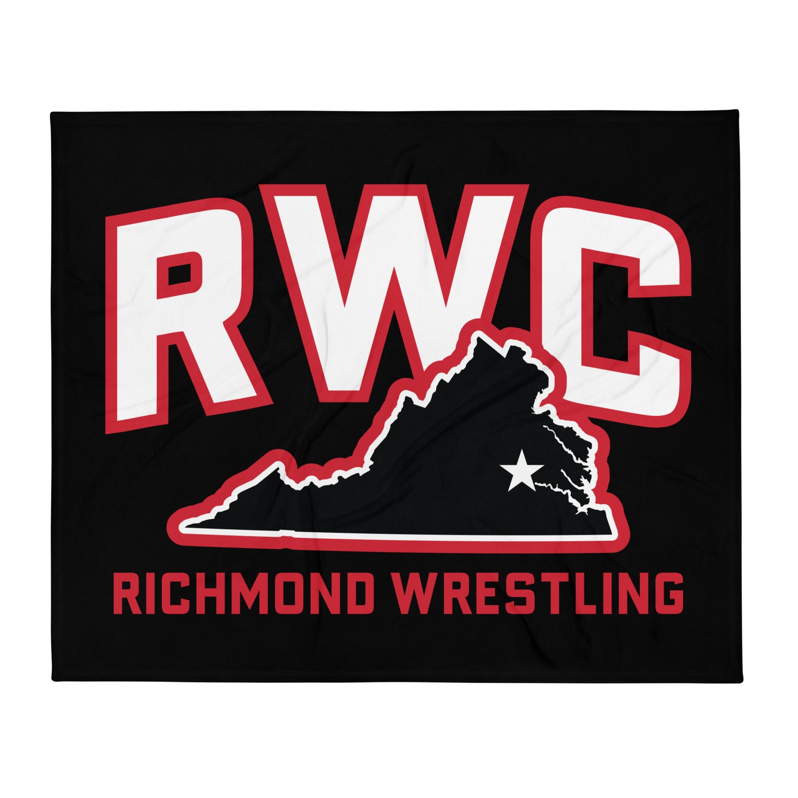 Richmond Wrestling Club Black Throw Blanket 50 x 60