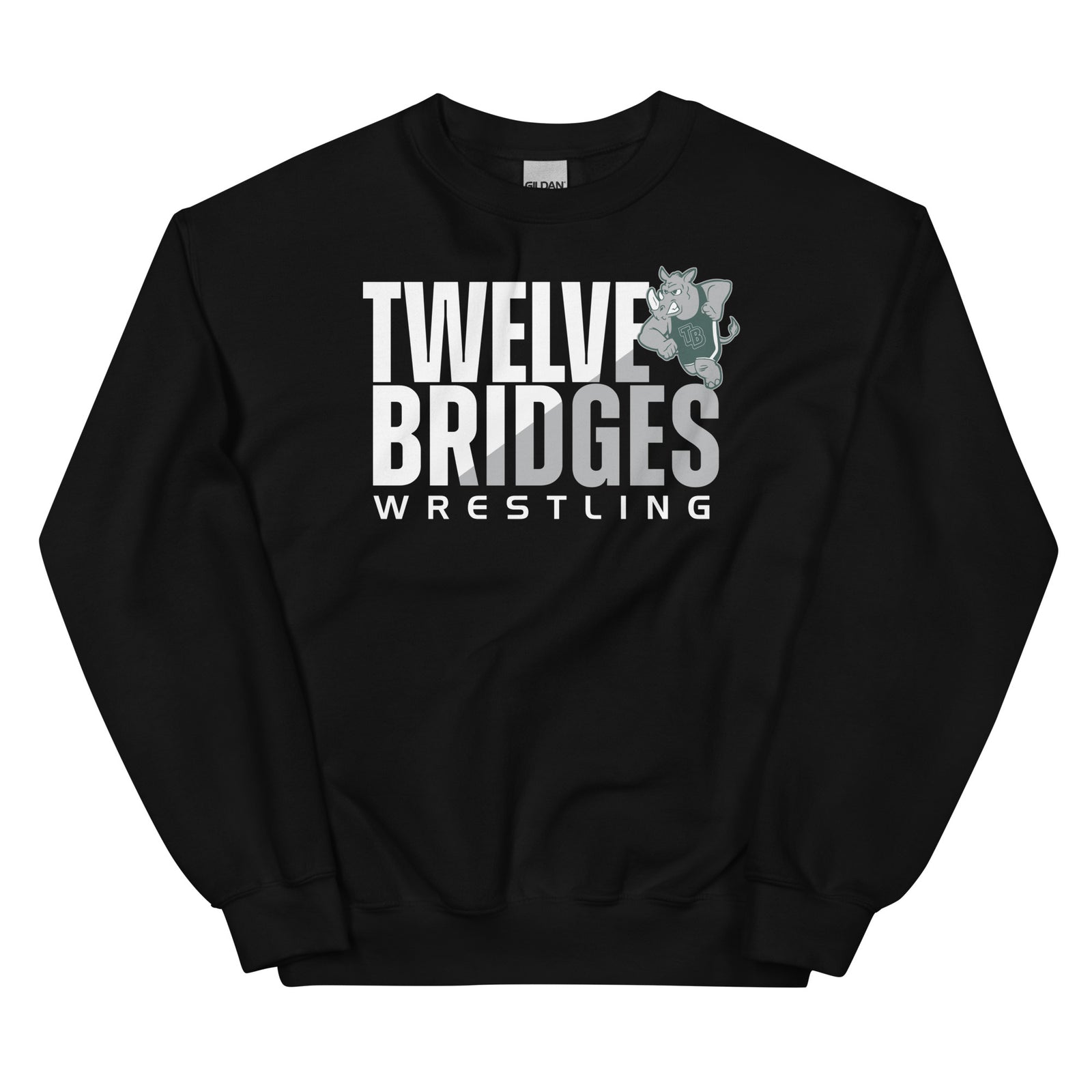 Twelve Bridges Wrestling Black Unisex Crew Neck Sweatshirt