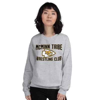 McMinn Tribe Wrestling Club  Grey Unisex Crew Neck Sweatshirt