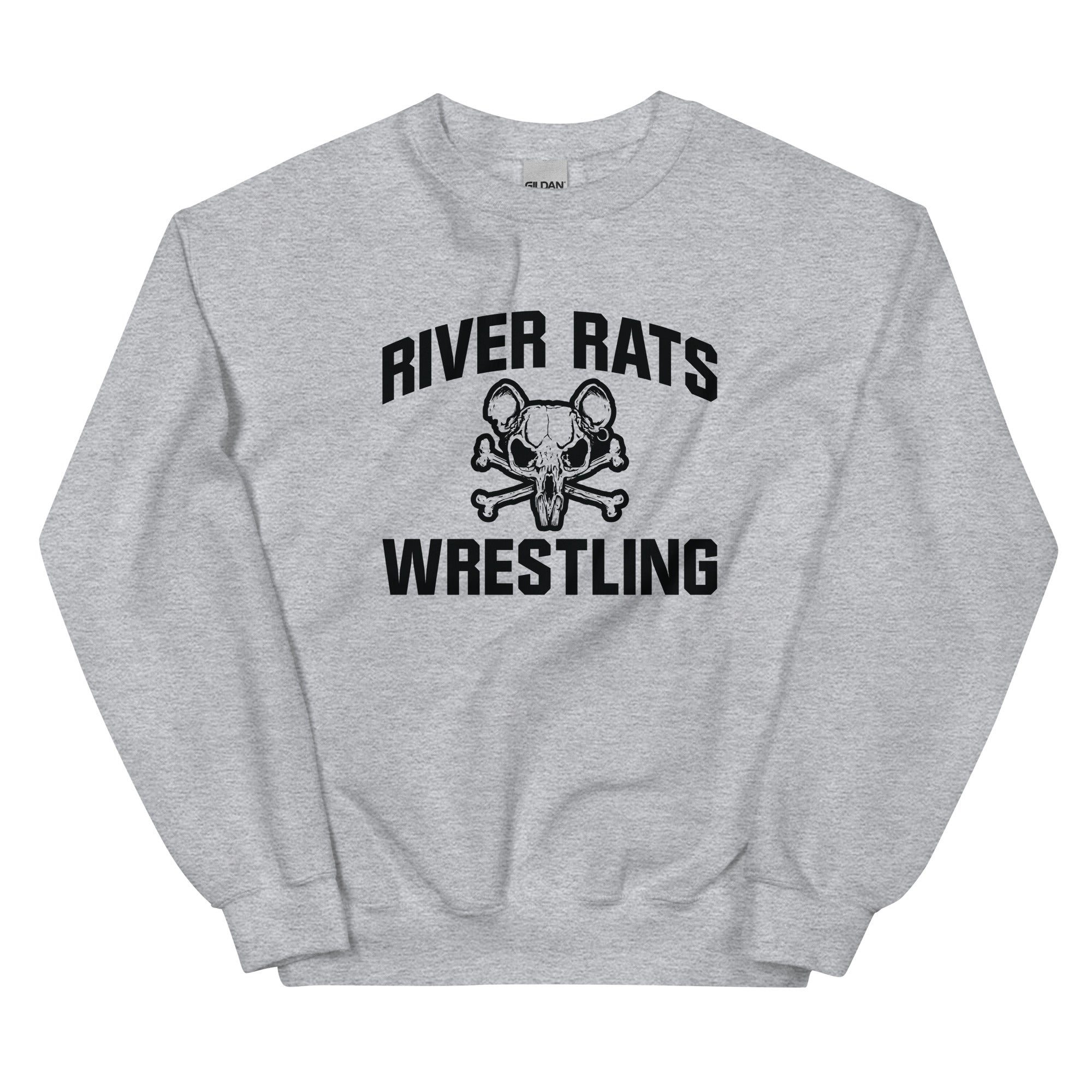 River Rats Wrestling  Grey Unisex Crew Neck Sweatshirt