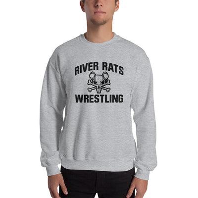 River Rats Wrestling  Grey Unisex Crew Neck Sweatshirt