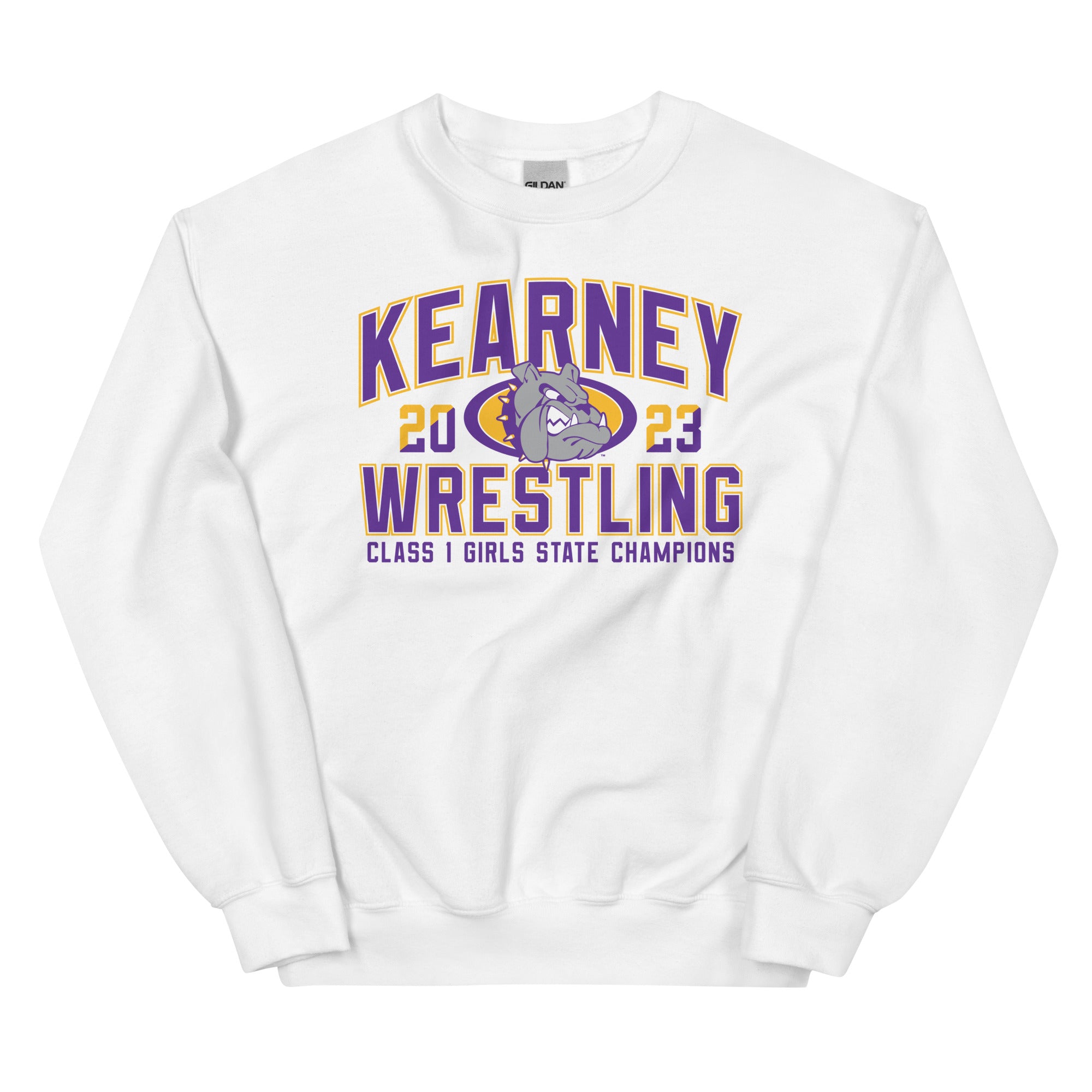 Kearney Wrestling Girls State Champs White Unisex Crew Neck Sweatshirt