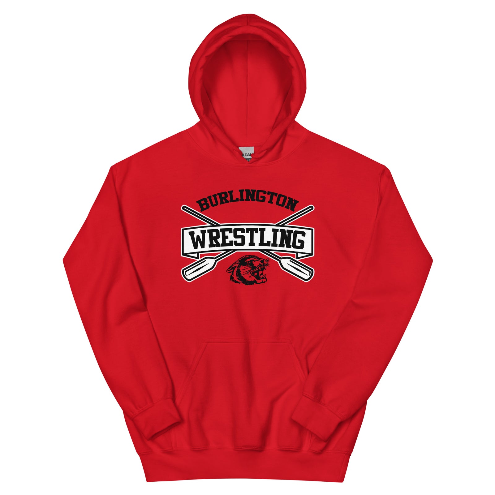 Burlington HS Wrestling Row The Boat (Front + Back) Unisex Heavy Blend Hoodie