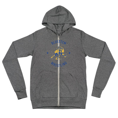 Bluestem Wrestling (Front + Back) Unisex Lightweight Zip Hoodie