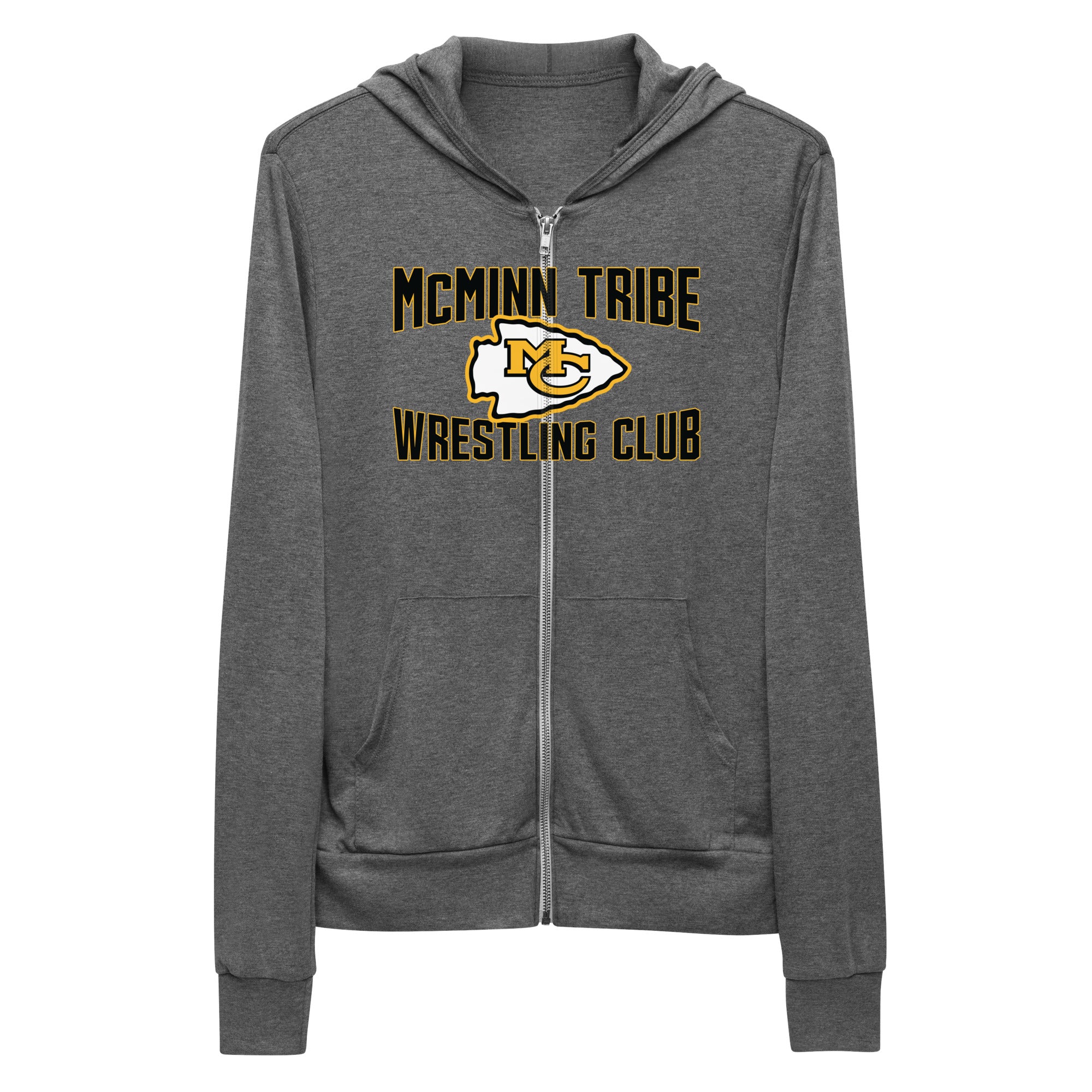 McMinn Tribe Wrestling Club  Grey Unisex Lightweight Zip Hoodie
