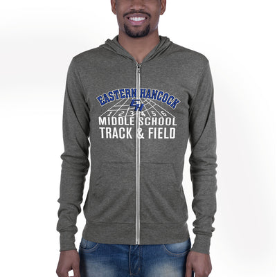 Eastern Hancock MS Track Track & Field  Unisex Lightweight Zip Hoodie