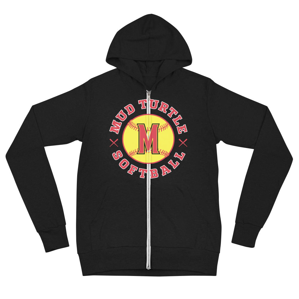 Mud Turtle Softball Unisex zip hoodie