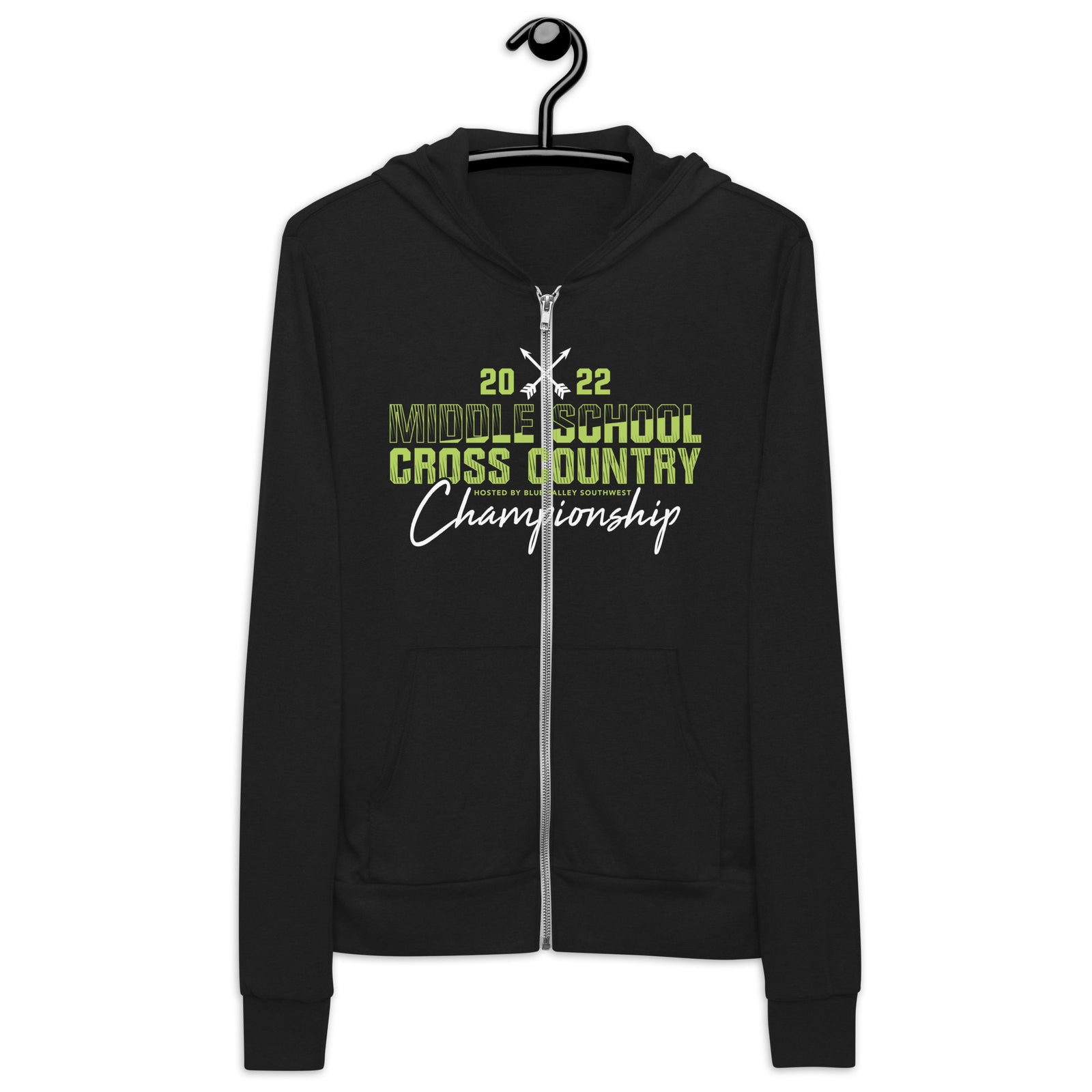 '22 Middle School XC Championship Neon Green Unisex zip hoodie