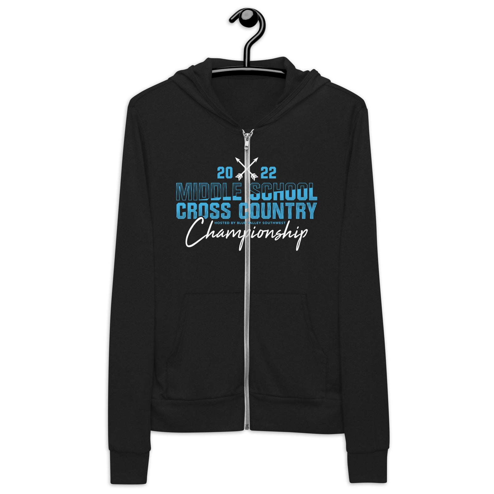 '22 Middle School XC Championship Neon Blue Unisex zip hoodie
