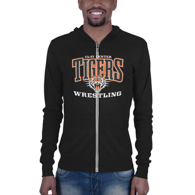 Clay Center Community HS Wrestling Black Unisex Lightweight Zip Hoodie