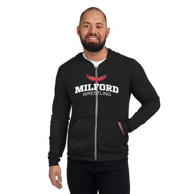 Milford Takedown Club  White Text  Unisex Lightweight Zip Hoodie