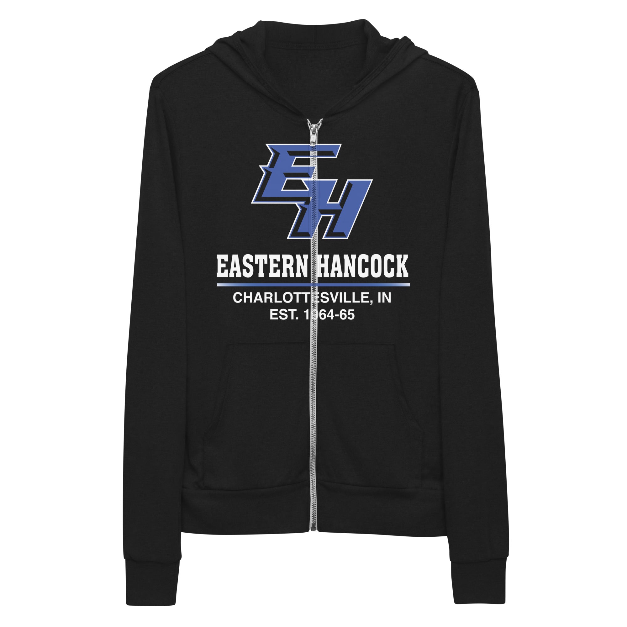 Eastern Hancock MS Track EH On Black Unisex Lightweight Zip Hoodie