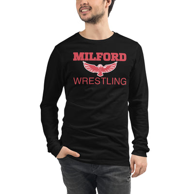 Milford Takedown Club  Red Text Unisex Long Sleeve Tee