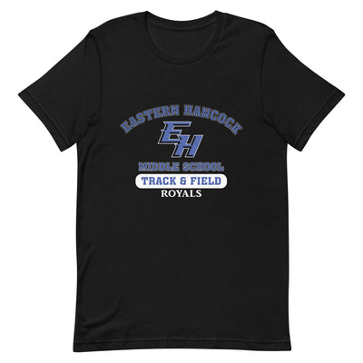 Eastern Hancock MS Track Royals on Black  Unisex Staple T-Shirt