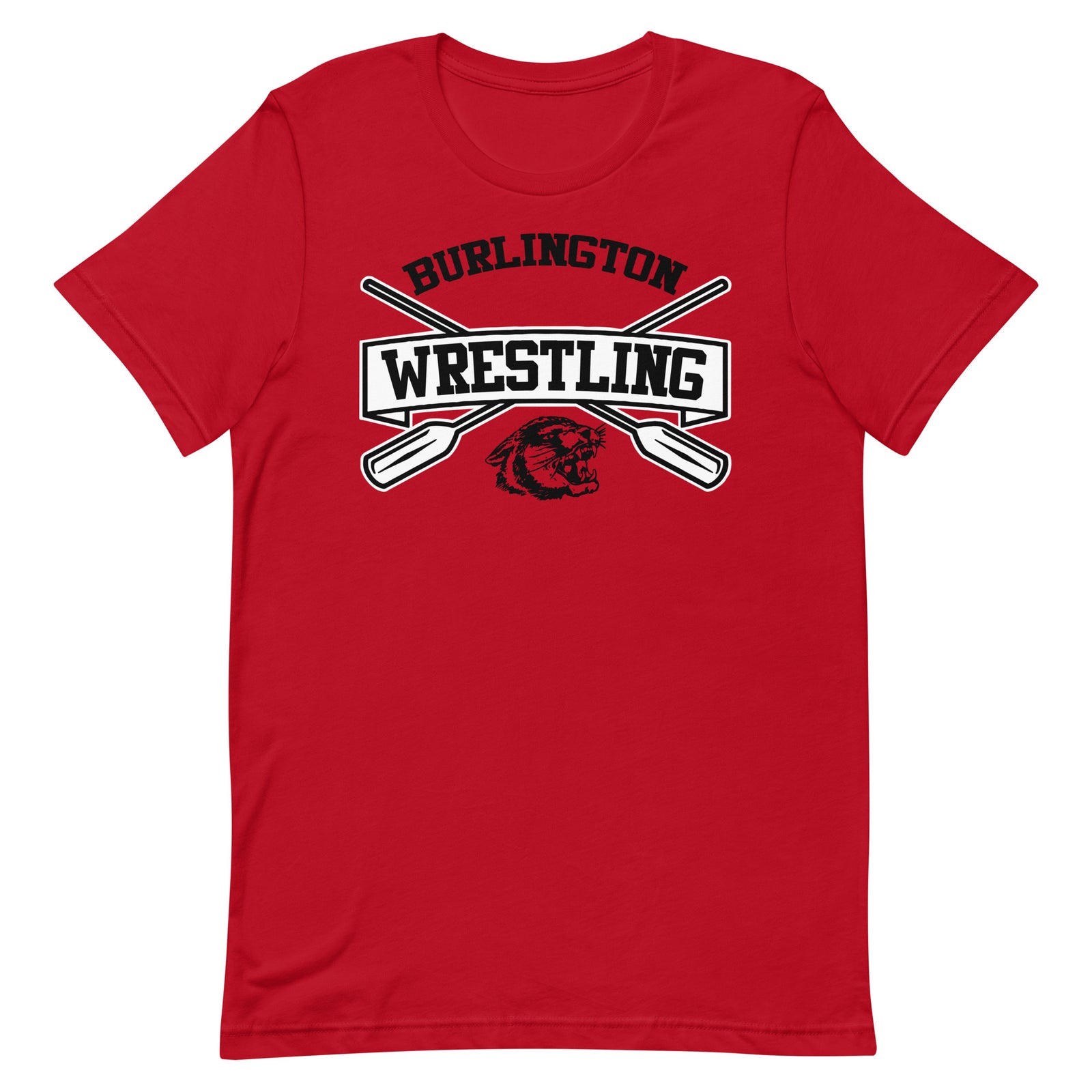 Burlington HS Wrestling Row The Boat (Front + Back) Unisex Staple T-Shirt