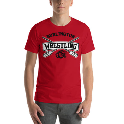 Burlington HS Wrestling Row The Boat (Front + Back) Unisex Staple T-Shirt
