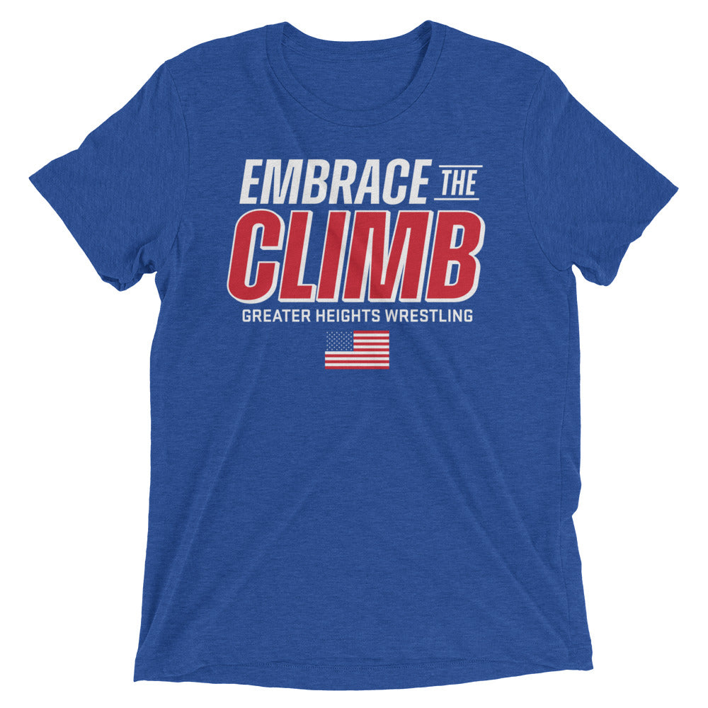 Greater Heights Wrestling Embrace the Climb 3 Unisex Tri-Blend T-Shirt