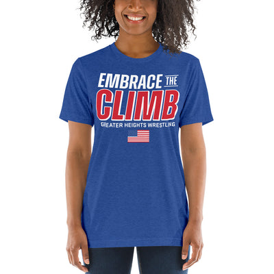 Greater Heights Wrestling Embrace the Climb 3 Unisex Tri-Blend T-Shirt