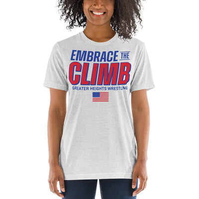 Greater Heights Wrestling Embrace the Climb 3 Unisex Tri-Blend T-Shirt