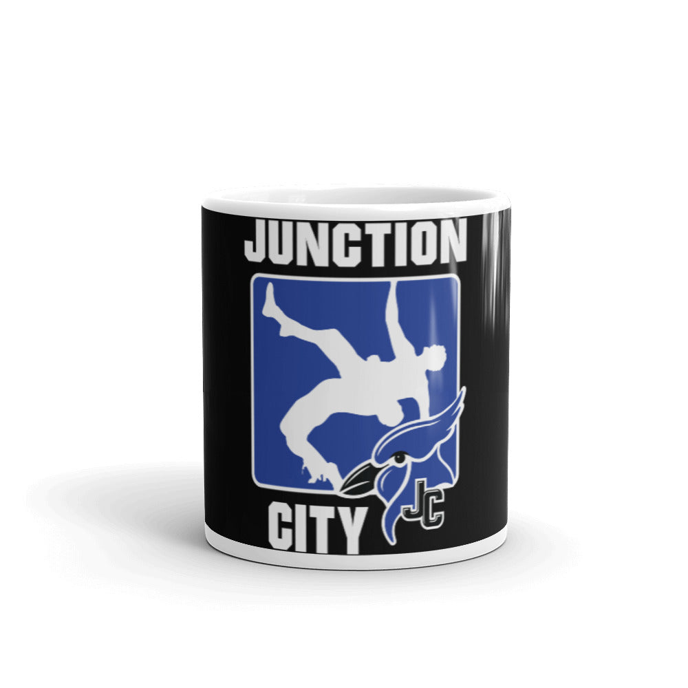 Junction City Wrestling White glossy mug