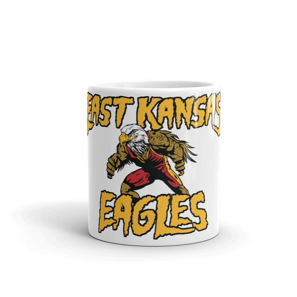 East Kansas Eagles White glossy mug
