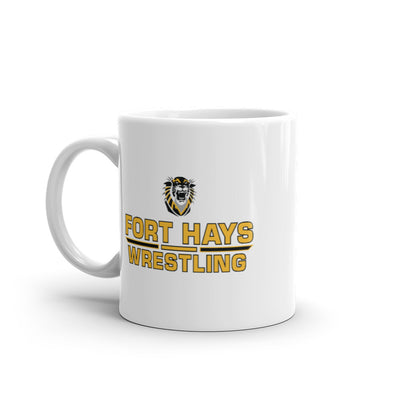 Fort Hays State University Wrestling White glossy mug