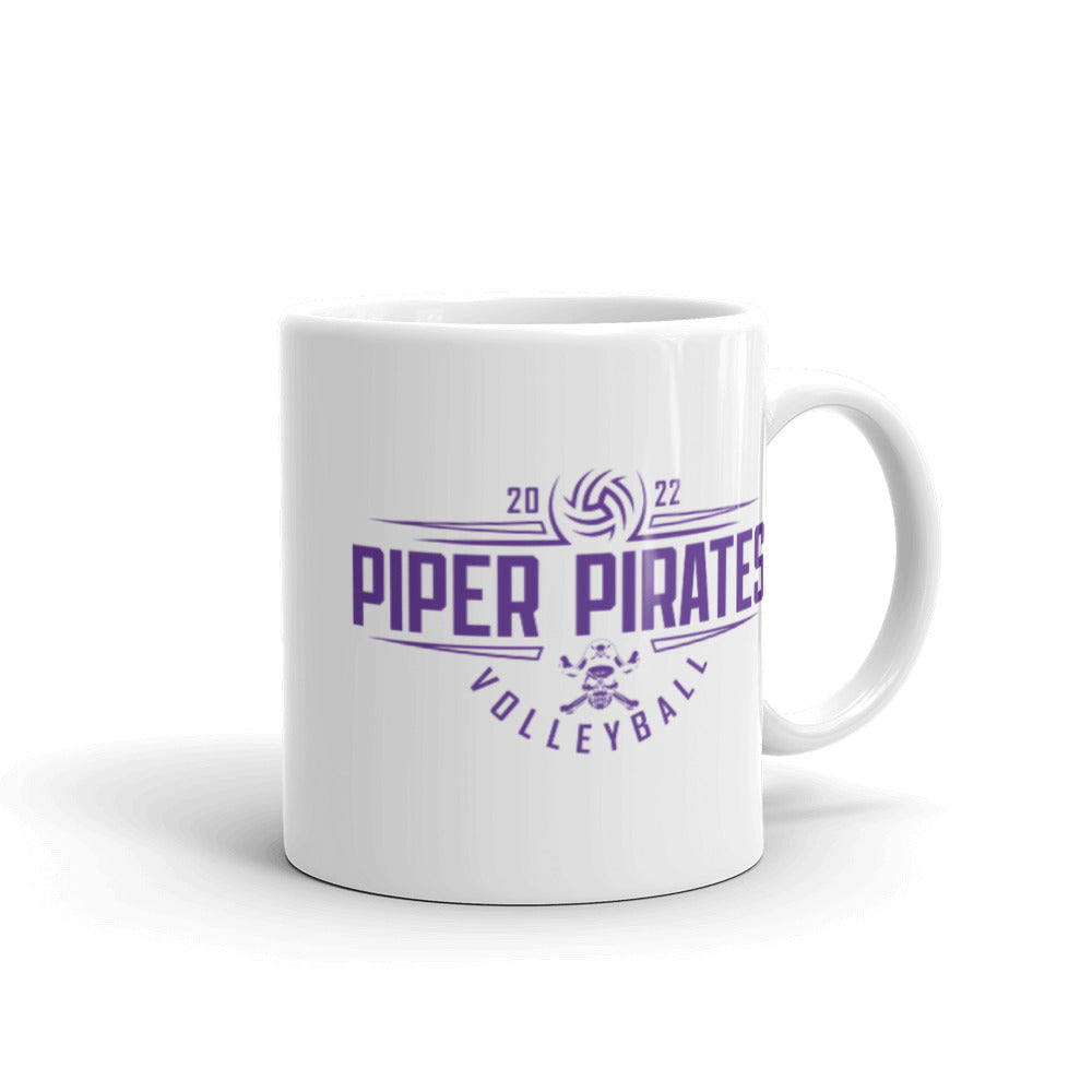 Piper Pirates Volleyball White glossy mug