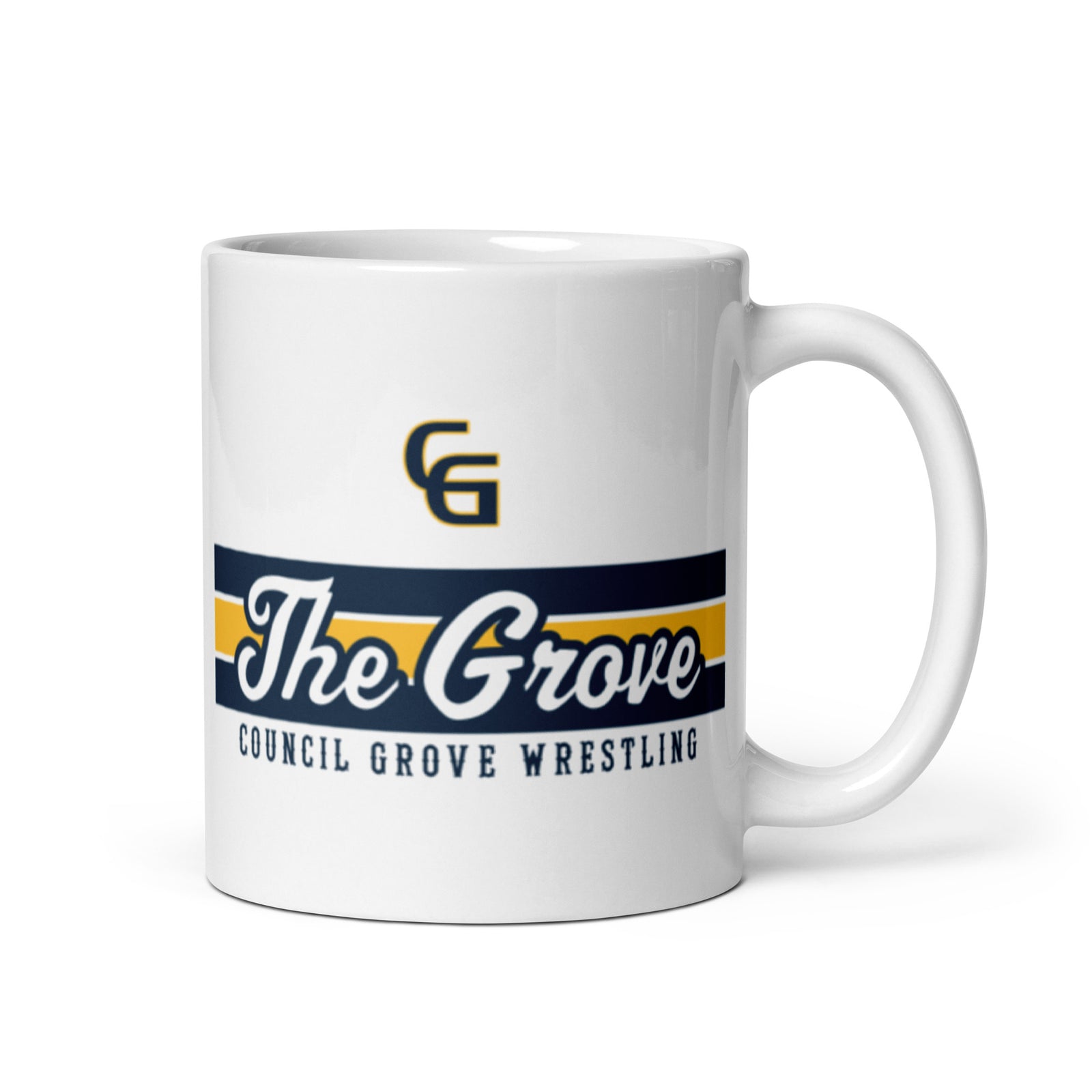Council Grove Wrestling White glossy mug