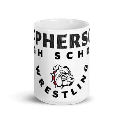 McPherson Wrestling White glossy mug