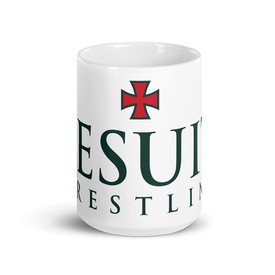 Strake Jesuit Wrestling White Glossy Mug