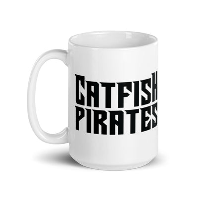 Catfish Pirates White glossy mug