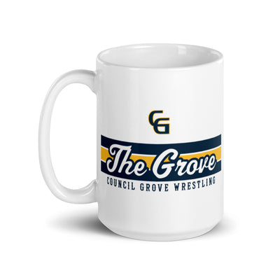 Council Grove Wrestling White glossy mug