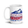 Greater Heights Wrestling 1 White glossy mug