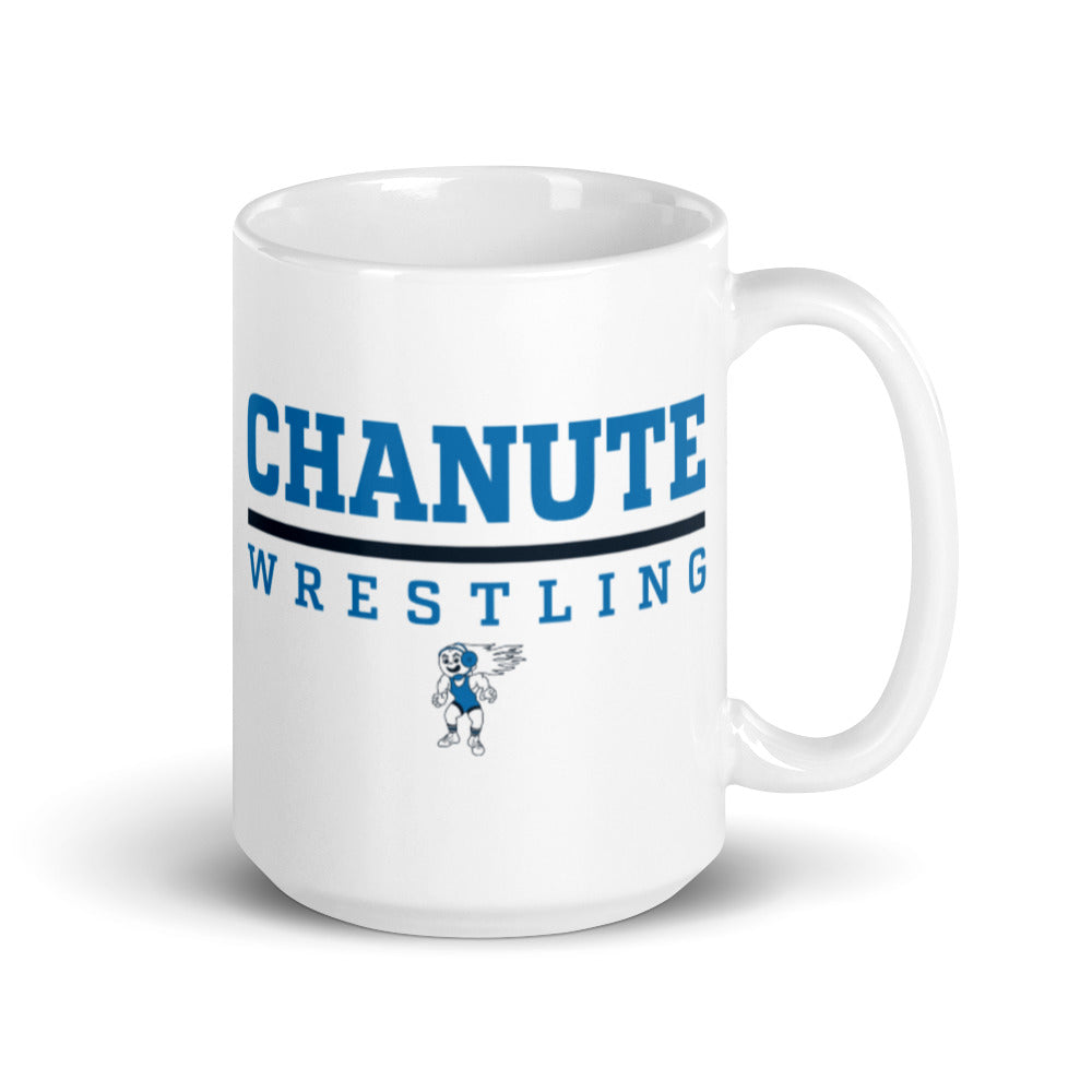 Chanute HS Wrestling 15oz White glossy mug