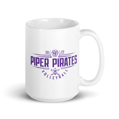 Piper Pirates Volleyball White glossy mug