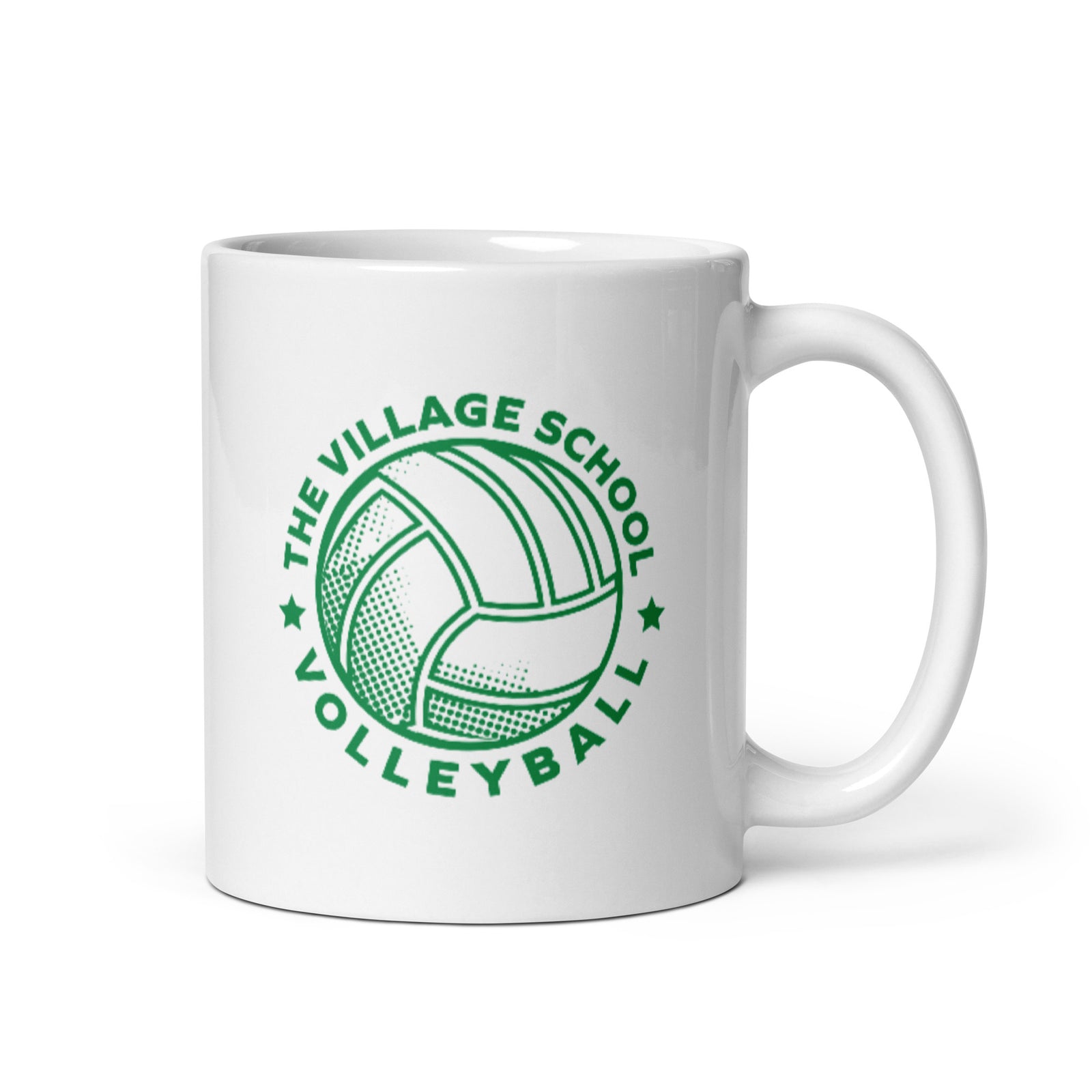 The Village School Volleyball White Glossy Mug