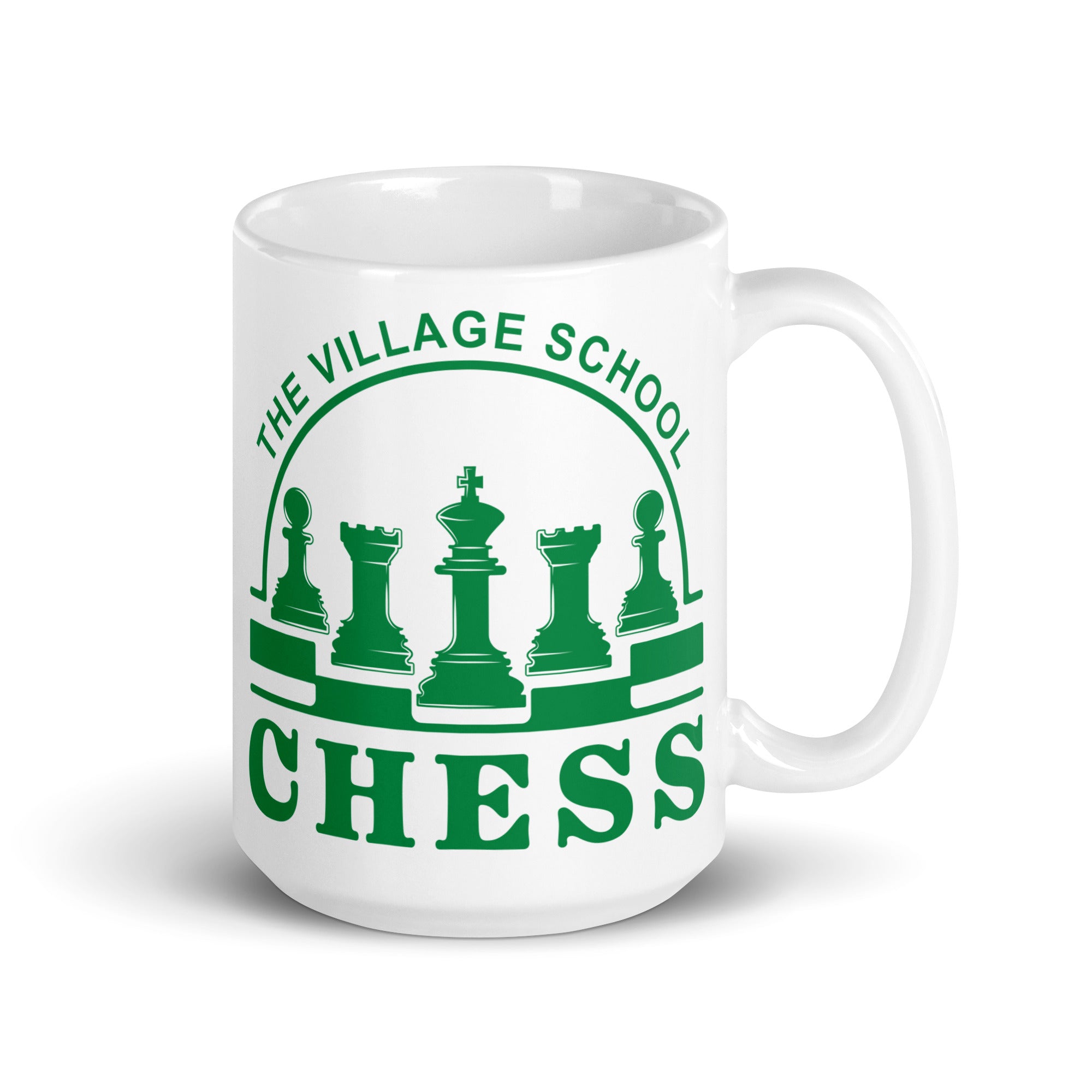 The Village School Chess White glossy mug