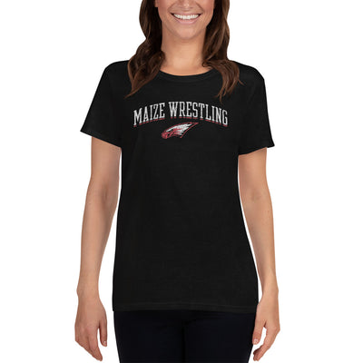 Maize HS Wrestling Arch Womens Loose Crew Neck Tee