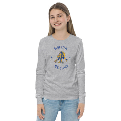 Bluestem Wrestling (Front Only) Youth Long Sleeve Tee