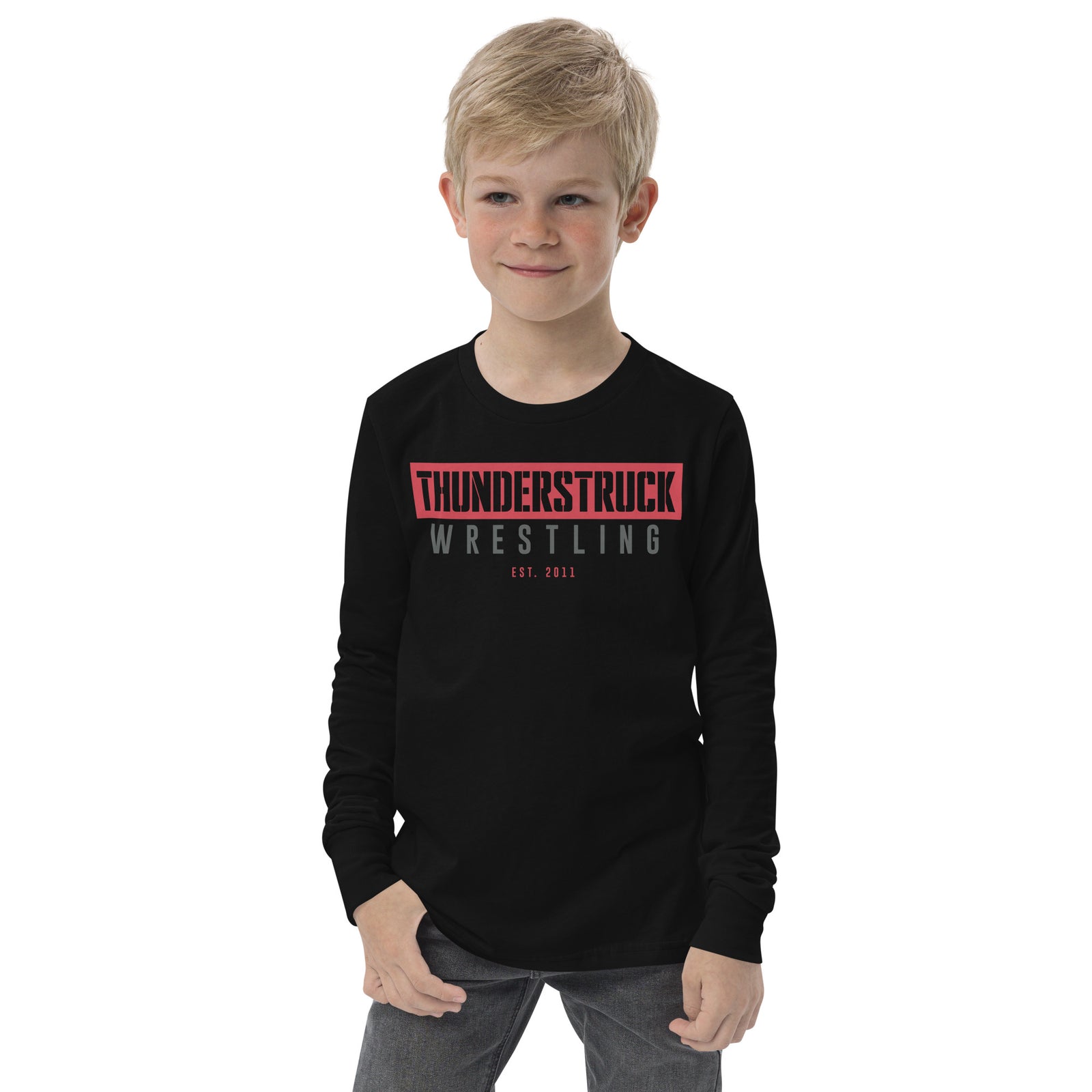 Kansas Thunderstruck Wrestling Black/White Thunderstruck Youth Long Sleeve Tee