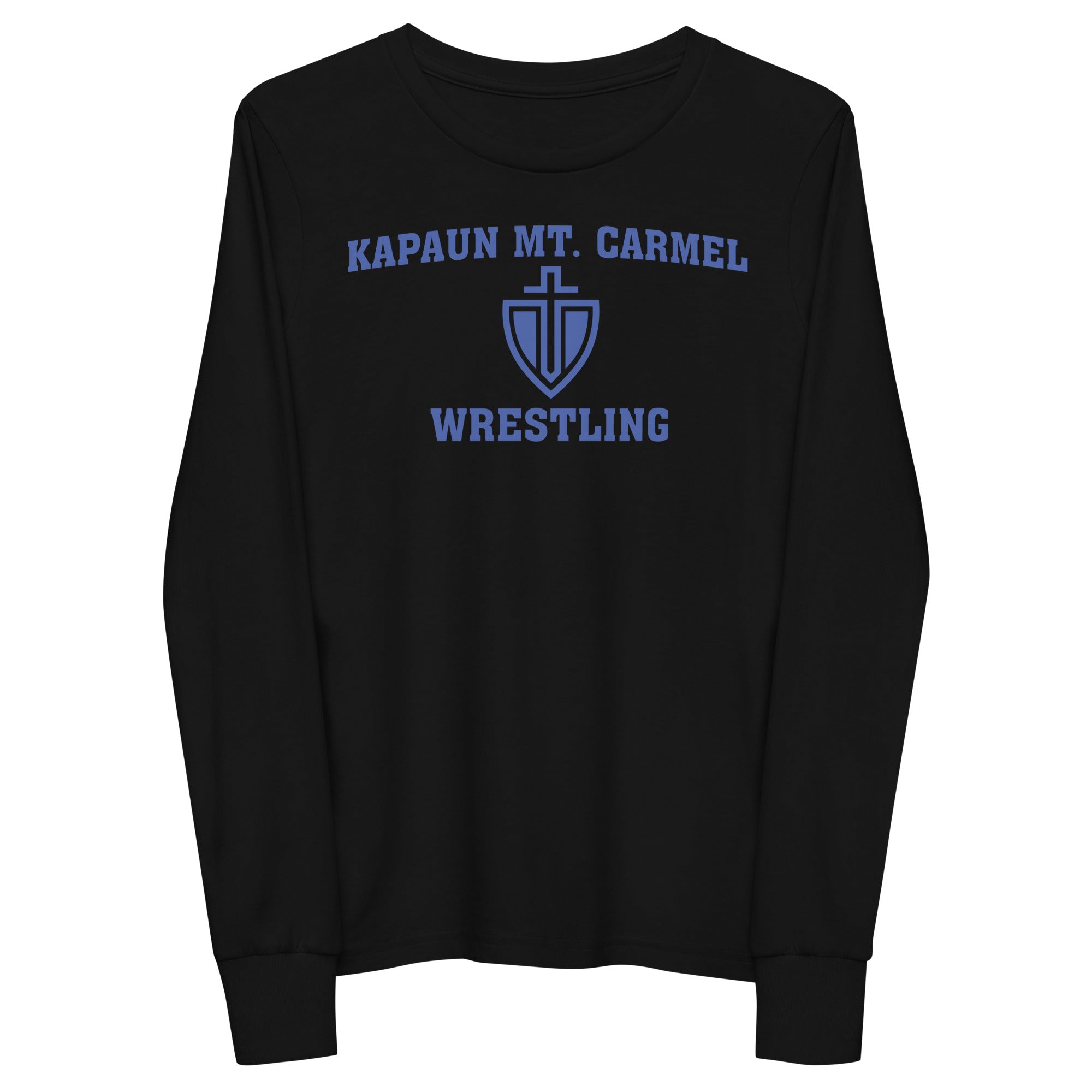 Kapaun Mt. Carmel Wrestling Black/Grey/White Youth Long Sleeve Tee