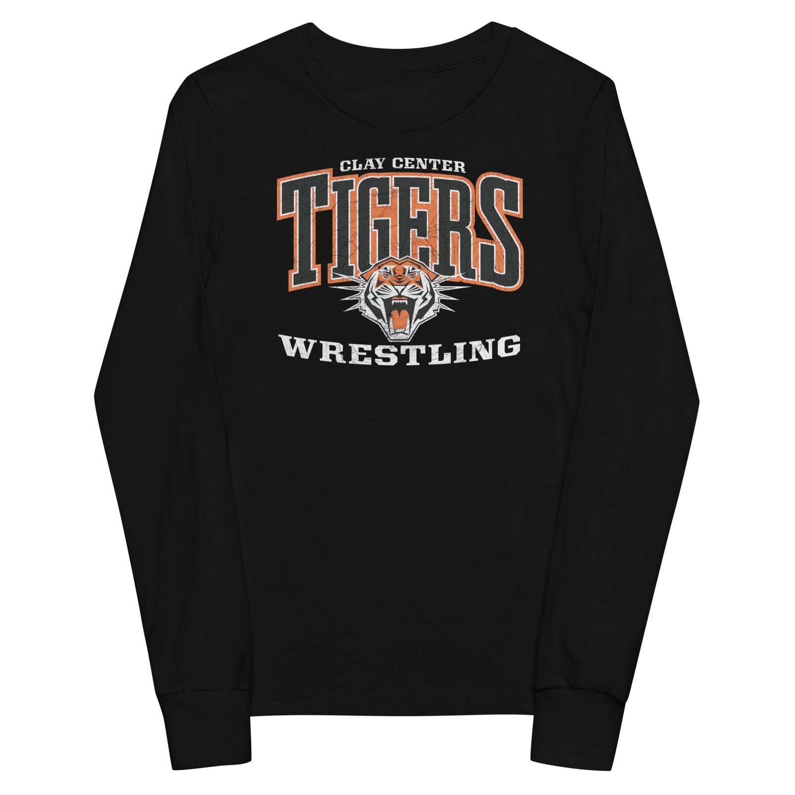 Clay Center Community HS Wrestling Black Youth Long Sleeve Tee