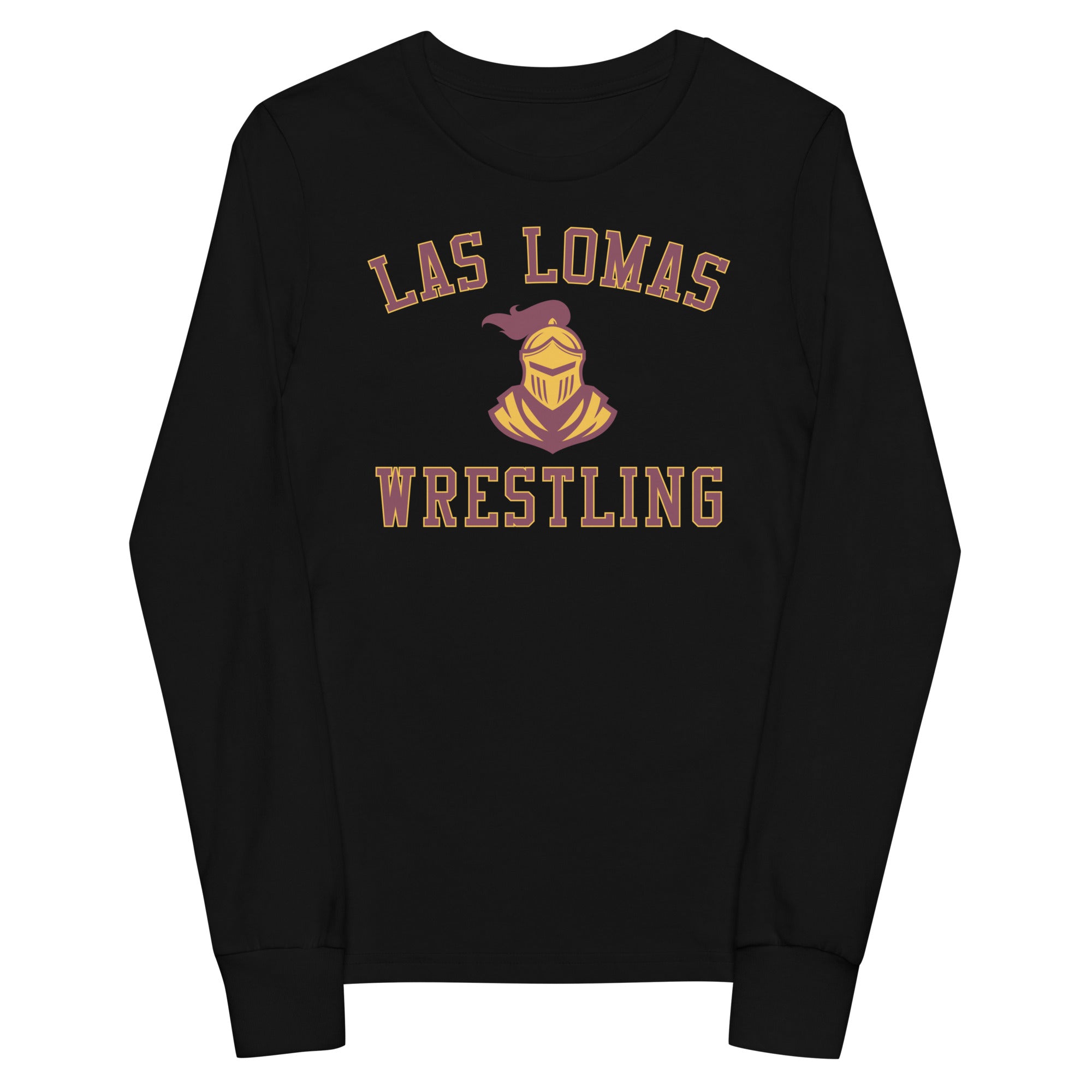 Las Lomas Wrestling Black Youth Long Sleeve Tee